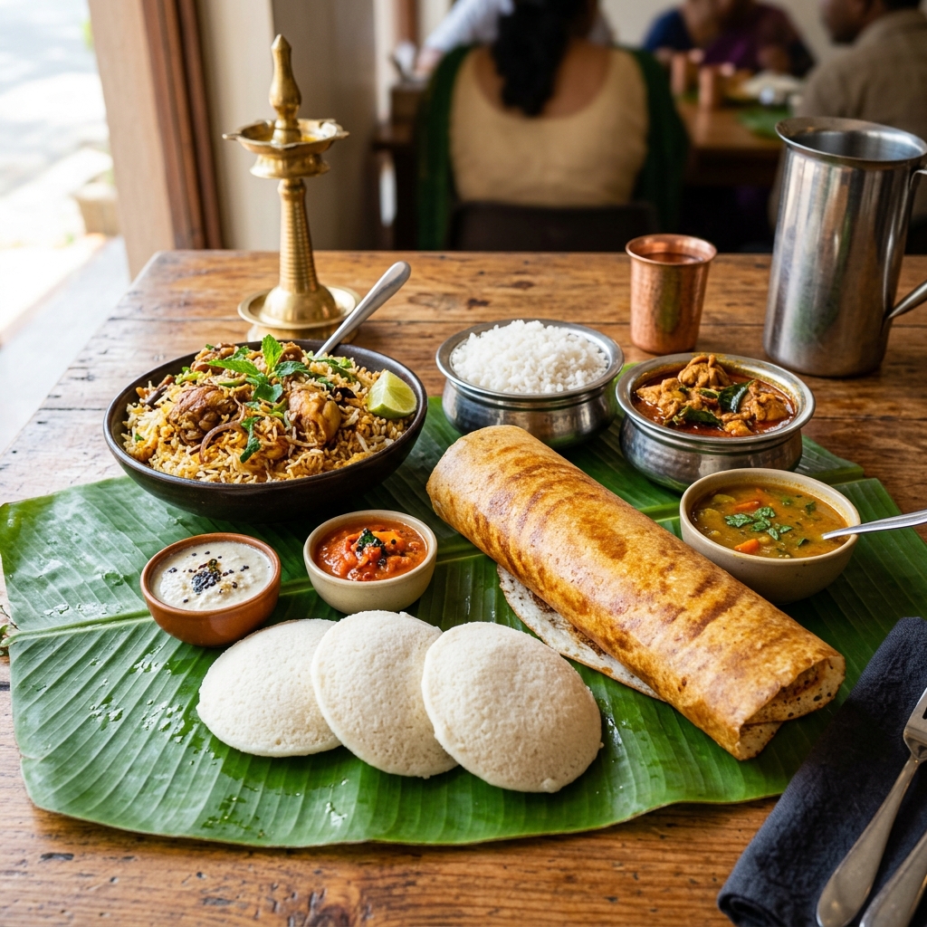 Delicious South Indian meals served on banana leaf at BP Thaai